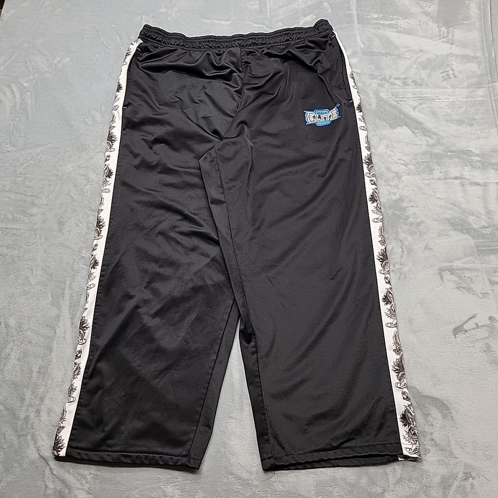 MMA Elite Pants Mens XL Black Track Pants Dragon Graphic Side Stripe Y2K Gym